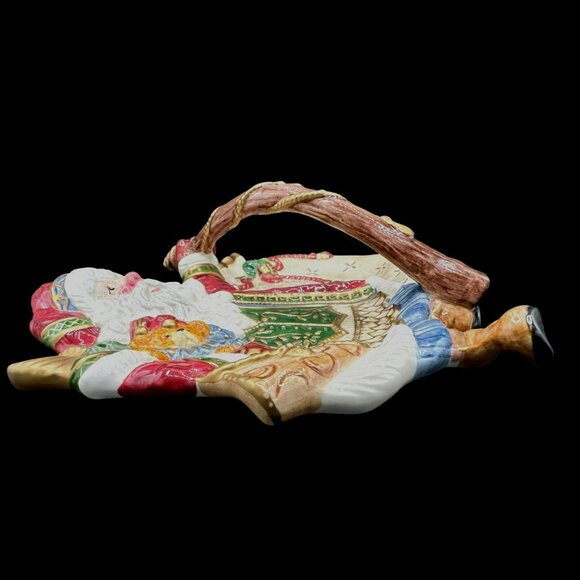 Fitz and Floyd Jolly Ole St. Nick Handled Santa Clause Serving Platter Tray 12 x - Picture 2 of 10